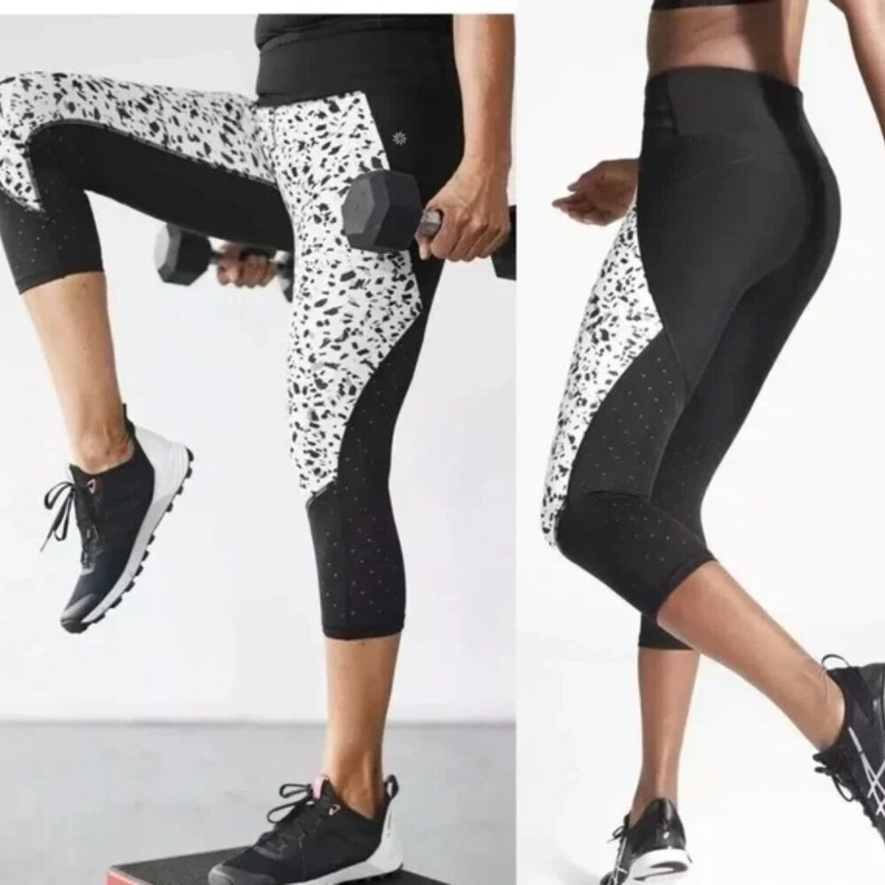 Athleta women‎ S printed stealth tru-cool capri leggings athletic wear high rise